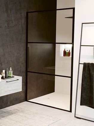 Душевая дверь Riho GRID G004002121 90х200 стекло прозрачное профиль черный