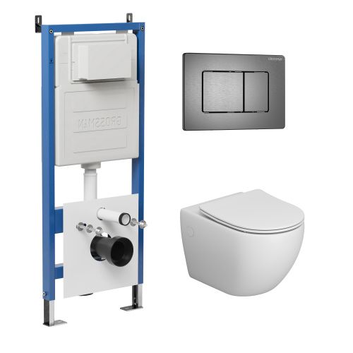 Инсталляция + кнопка смыва + унитаз Grossman Classic 97.4411S.04.42M