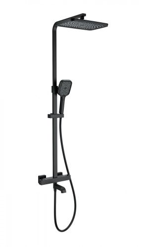 Душевая стойка Wonzon & Woghand Stay WW-B3026-T1-MB настенная цвет черный с термостатом