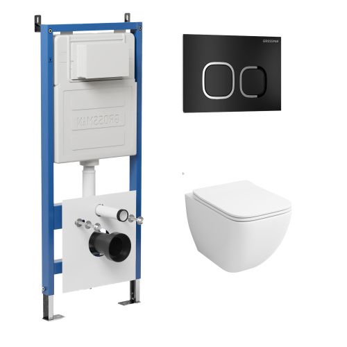 Инсталляция + кнопка смыва + унитаз Grossman Cosmo 97.4447S.02.210