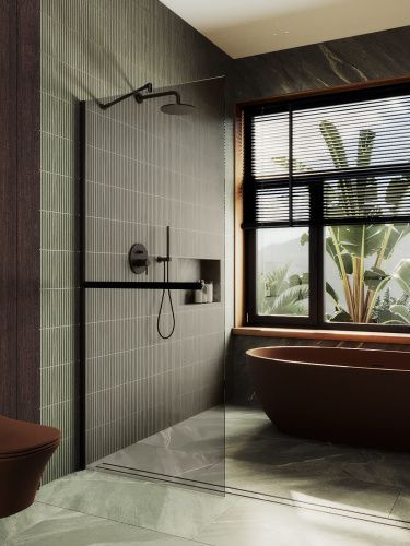 Душевая перегородка Maybah Glass MGD-715-6ш 120х195 стекло тонированное профиль черный