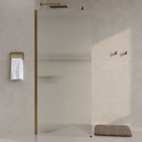 Душевая перегородка Wasserkraft Rur 30W 30W44BG-FL 100х200 стекло рифленое профиль золото