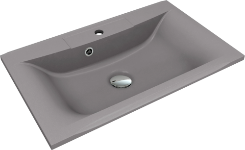 Раковина из искусственного камня Florentina Прима 750 10.010.00750.307 80х50 накладная цвет серый 1 отверстие под смеситель