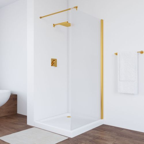 Душевая перегородка Vegas-Glass EAF TUR+NOVO EAF TUR NOVO 116 09 10 115х200 стекло матовое профиль золото