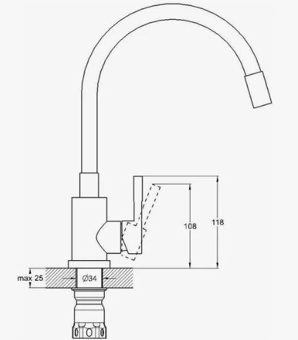 Смеситель для кухни D-Lin H155316-1 на мойку черный/сатин - фото 2