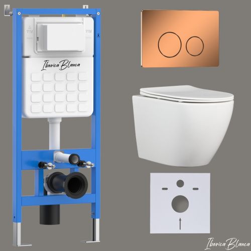 Комплект унитаз с инталляцией и клавишей смыва Iberica Blanca BILBAO ALTO IB001.BLA.231.8171