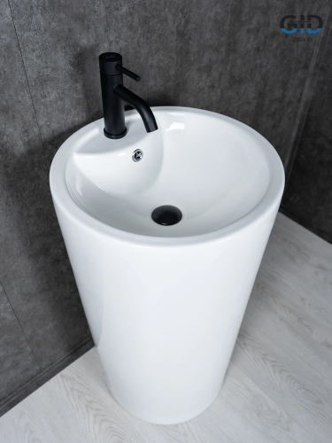 Раковина керамическая Gid Autonomo 81102 50х50 напольная цвет белый 1 отверстие под смеситель
