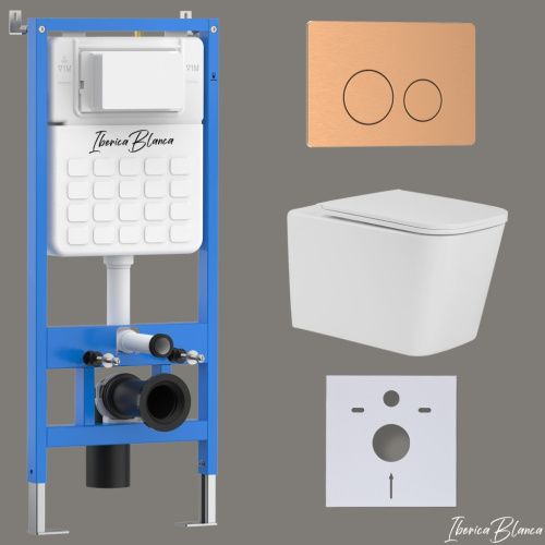 Комплект унитаз с инталляцией и клавишей смыва Iberica Blanca TOLEDO ALTO IB001.TLA.231.8172