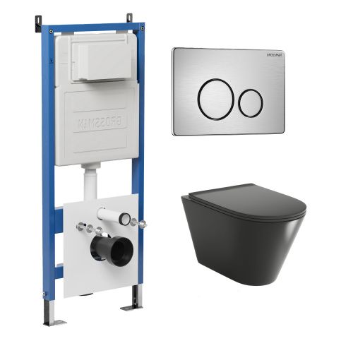Инсталляция + кнопка смыва + унитаз Grossman Style 97.4477BMSQ.05.12M