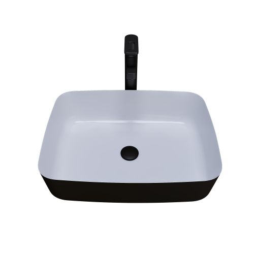 Раковина из сантехнического фаянса Grossman Color GR-4043BW 50х40 накладная цвет белый/черный без отверстий под смеситель