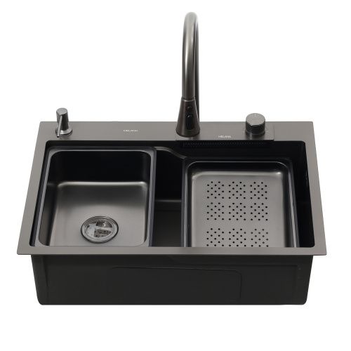 Кухонная мойка Melana ProfLine D6846B+6 графит 70х45 цвет серый поверхность матовая