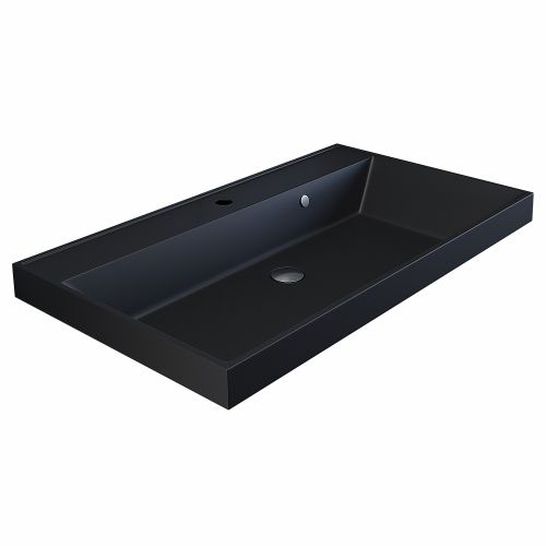 Раковина из искусственного камня Uperwood Classic Quartz 291030008 80х50 полувстраиваемая цвет черный