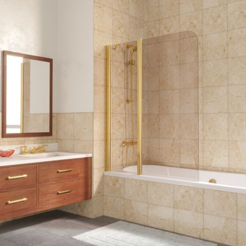 Душевая шторка на ванну Vegas-Glass E2V LUX ST E2V LUX ST 115 09 05 L 115х150 стекло тонированное профиль золото ориентация левая