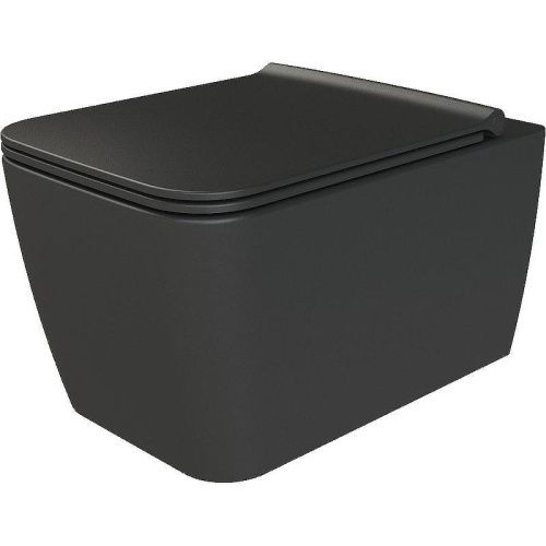 Унитаз подвесной Boheme Zen 967-SET-2-B цвет черный с сиденьем микролифт безободковый каскадный смыв