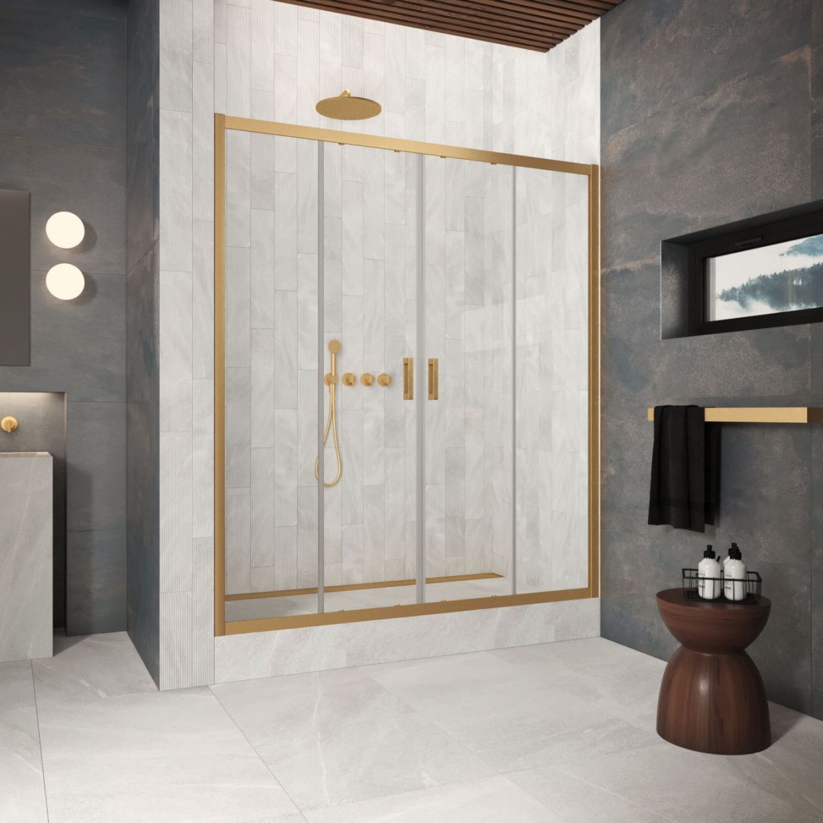 Душевая дверь Vegas-Glass Z2P Protec Z2P Protec 175 03 01 175х200 стекло прозрачное профиль золото