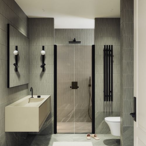 Душевая дверь Maybah Glass MGD-441-6 100х200 стекло тонированное профиль черный