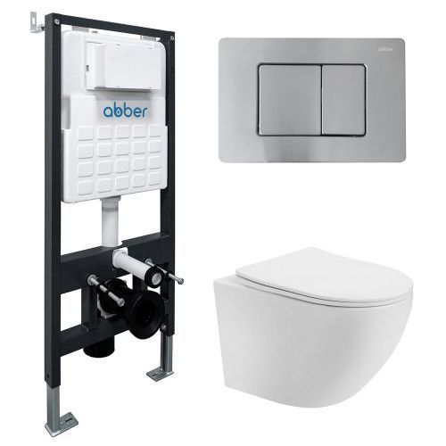 Комплект сантехническая инсталляция с клавишей смыва Abber Bequem AC1100T-AC0105-AC0120MCH