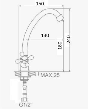 Смеситель для кухни D-Lin D153824-G на мойку хром - фото 2