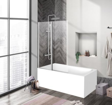 Душевая шторка на ванну BelBagno UNO UNO-V-2-110/150-C-Cr 110х150 стекло прозрачное профиль хром ориентация универсальная