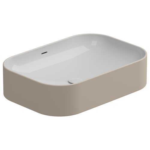 Раковина керамическая GSG Ceramic Design Easy EALAVTP60BI000/034 60х40 накладная цвет белый/бежевый без отверстий под смеситель