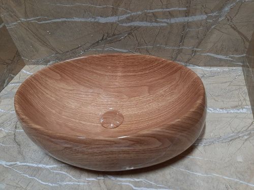 Раковина из сантехнического фаянса CeramaLux 578-1 50х40 накладная цвет коричневый без отверстий под смеситель