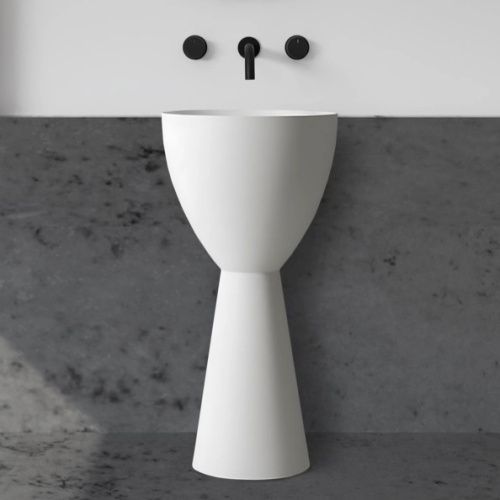 Раковина из искусственного камня Abber STEIN AS2507 50х50 напольная цвет белый без отверстий под смеситель