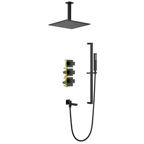 Душевая система Timo Selene SX-2239/03SM встраиваемая в стену цвет черный с термостатом