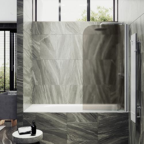 Душевая шторка на ванну Maybah Glass MGV-625-1 80х140 стекло тонированное профиль белый ориентация универсальная
