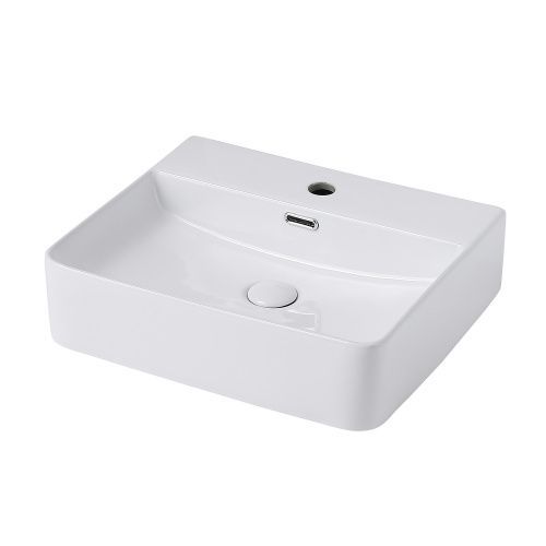 Раковина керамическая Abber RECHTECK AC2203 50х40 накладная цвет белый 1 отверстие под смеситель