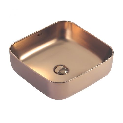Раковина из сантехнического фаянса Abber RECHTECK AC2211MRG 40х40 накладная цвет розовое золото без отверстий под смеситель