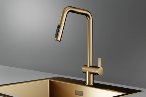 Смеситель для кухни Granula Kitchen Space 7273, ЗОЛОТО САТИН на мойку золото
