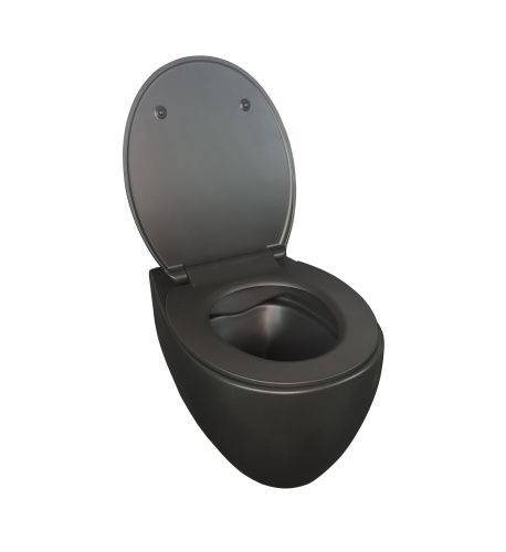 Унитаз подвесной Creo Сeramique AVIGNON COMBO-AV1100MB/AV1001TMB черный с сиденьем с микролифт каскадный смыв