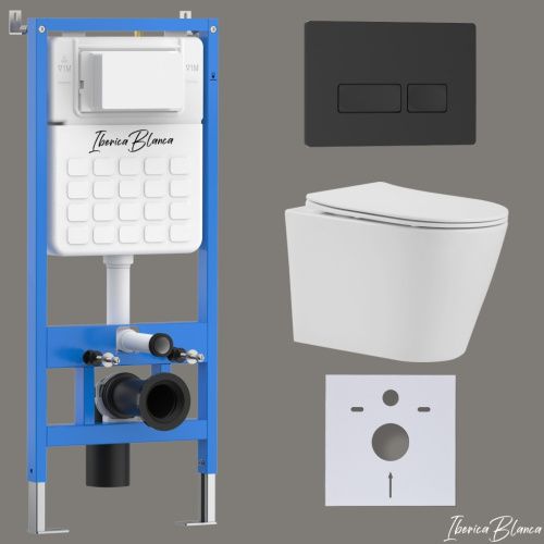 Комплект унитаз с инталляцией и клавишей смыва Iberica Blanca BURGOS ALTO IB001.BRA.231.212