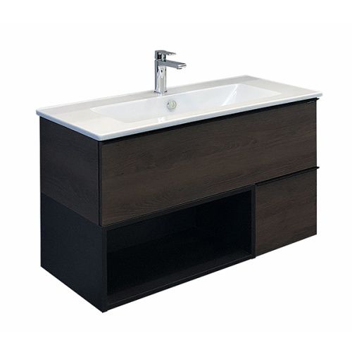 Тумба с раковиной Comforty Франкфурт 00004150657CF 90х50 подвесная цвет коричневый