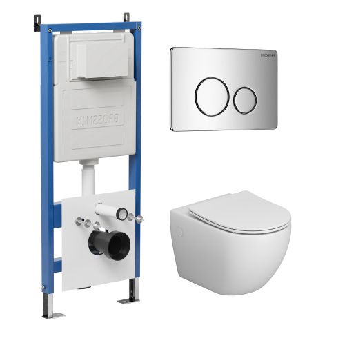 Инсталляция + кнопка смыва + унитаз Grossman Style 97.4411S.05.10M