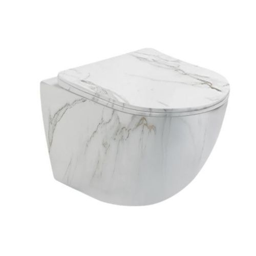 Унитаз подвесной SantiLine SL-5005MRB цвет серый с сиденьем микролифт безободковый смыв воронка-водоворот