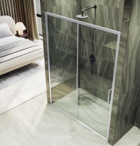 Душевая дверь Maybah Glass MGD-1632-5 140х195 стекло прозрачное профиль хром