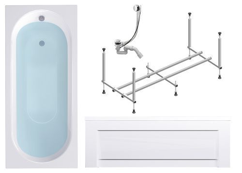 Ванна акриловая Timo ROHA ROHA1370-KT13-SPV1505-FP13S 130х70 пристенная прямоугольная с каркасом