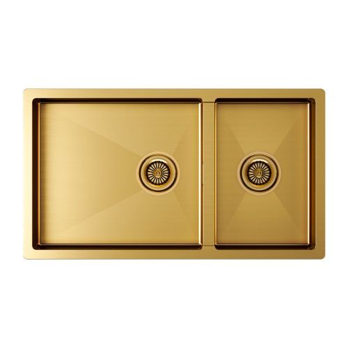 Кухонная мойка Paulmark GERBERG 78/2S UNI PM227844-BG 45х40 цвет золото поверхность брашированная