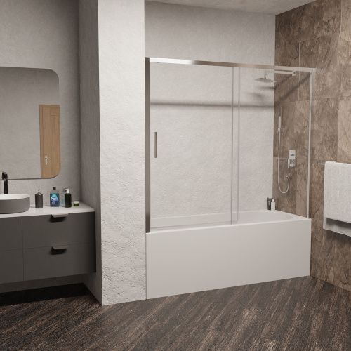 Душевая шторка на ванну RGW Screens 34114517-11 170х150 стекло прозрачное профиль хром ориентация универсальная