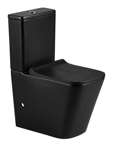 Унитаз-компакт напольный с бачком Azario Quadro AZ-2175-MB черный с сиденьем микролифт безободковый каскадный смыв