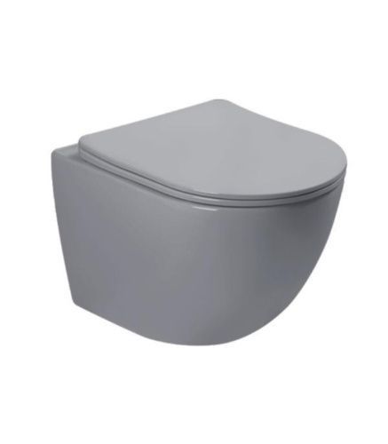 Унитаз подвесной SantiLine SL-5005MG цвет серый с сиденьем микролифт безободковый смыв воронка-водоворот