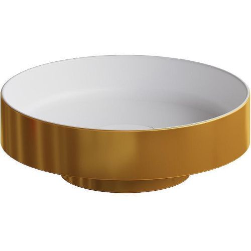 Раковина из искусственного камня Boheme Corian 801-G 40х40 накладная цвет золото