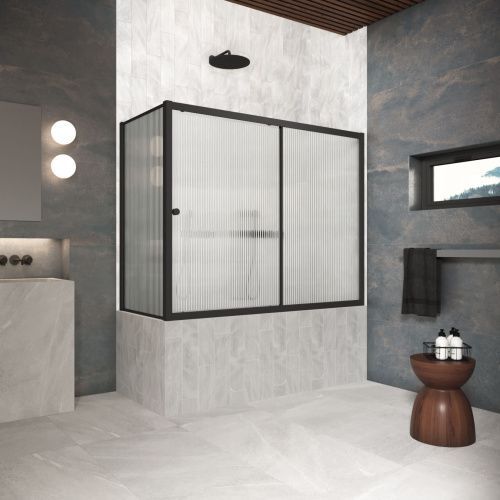 Душевая шторка на ванну Vegas-Glass ZV+ZVF Protec ZV+ZVF Protec 180*90 02М Moru 180х140 стекло рифленое профиль черный ориентация универсальная