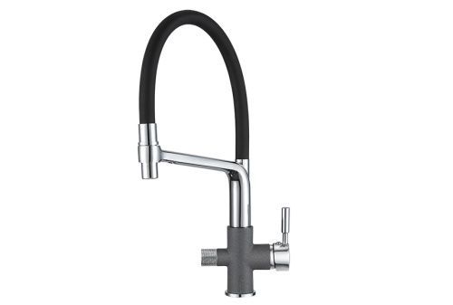 Смеситель для кухни Granula 0075, ГРАФИТ на мойку серый