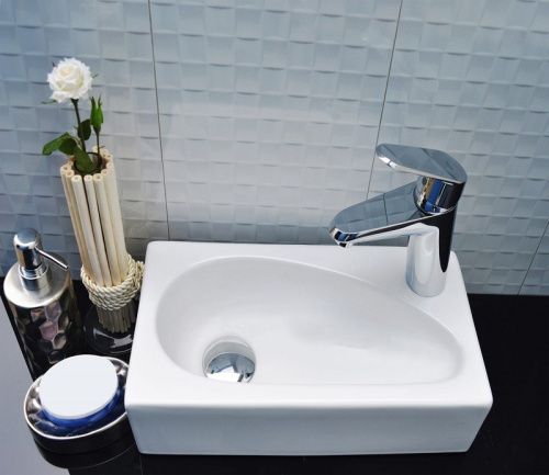 Раковина из сантехнического фаянса CeramaLux 9265 40х20 накладная цвет белый 1 отверстие под смеситель