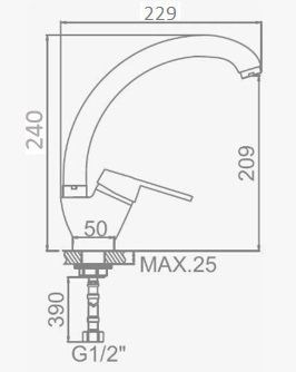 Смеситель для кухни D-Lin D150404-6 на мойку хром - фото 2