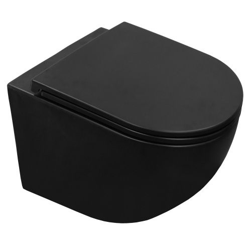 Чаша унитаза подвесная Azario Grado AZ-0046N-MB цвет черный без сиденья безободковая каскадный смыв