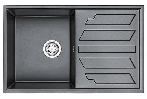 Кухонная мойка Granula 8002, ШВАРЦ 80х50 цвет черный поверхность матовая