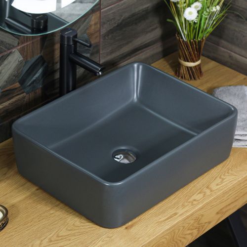 Раковина из сантехнического фарфора Melana 320324MDG-805 50х40 накладная цвет серый без отверстий под смеситель